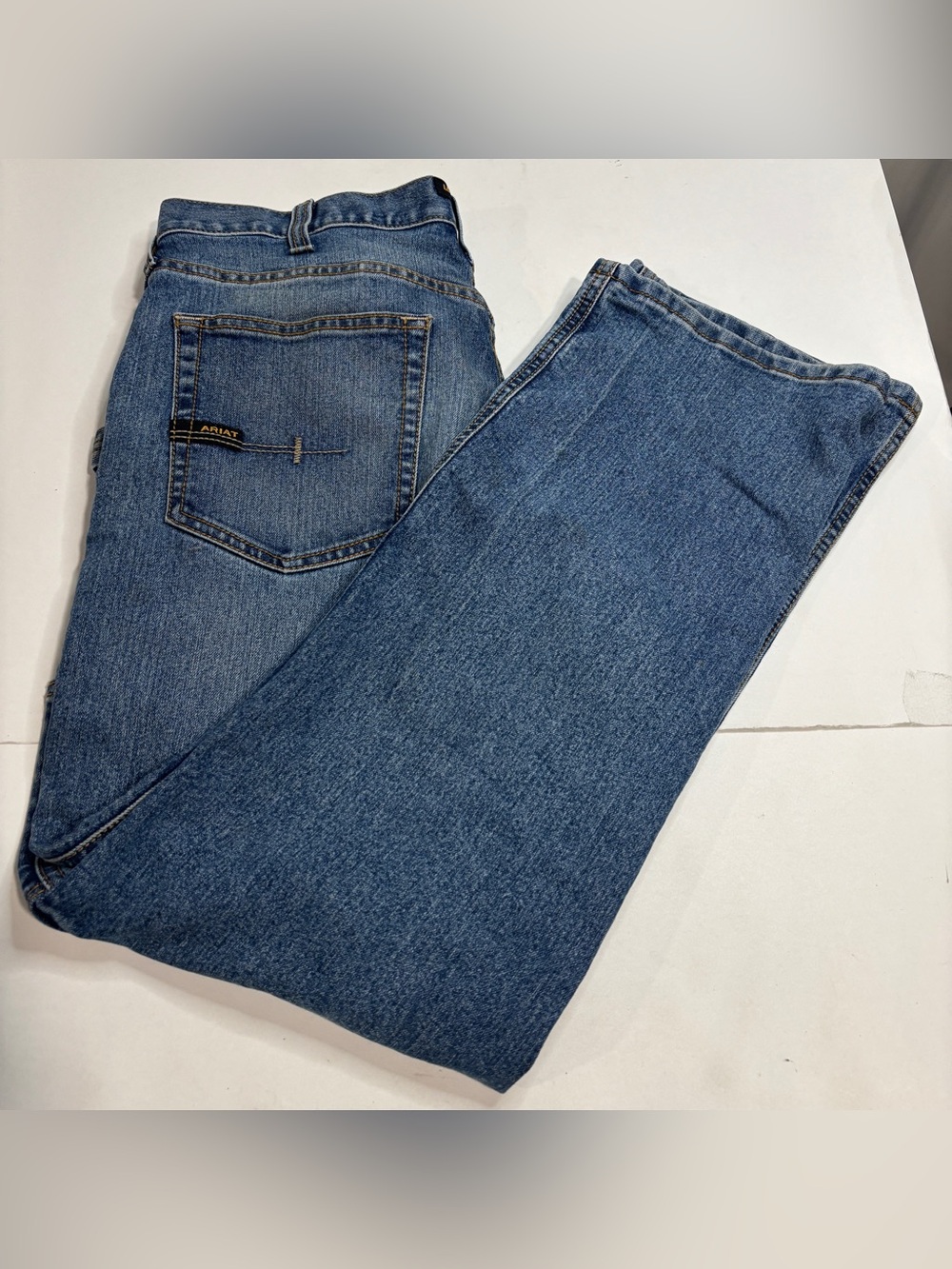 Ariat Rebar M4 Jeans Mens 34x32 Blue Medium Wash Relaxed Fit Boot Cut Leg